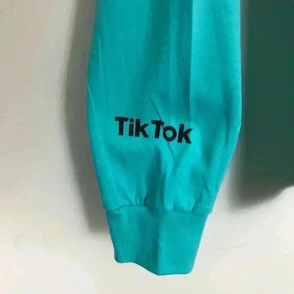 Tik Tok Unisex Blue Teal M Long Sleeve Pullover - Picture 6 of 6